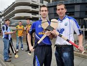 28 May 2008; GPA and Halifax have launched a new hurling initiative aimed at promoting the game in the non-traditional counties. The Hurling Twinning Programme will see counties from the Nicky Rackard Cup paired with their counterparts at McCarthy Cup level. At the launch are Waterford's Ken McGrath, right, with Cavan's Andrew Nelligan. Jury's Croke Park Hotel, Dublin. Picture credit: Brian Lawless / SPORTSFILE