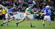 25 May 2008; David Franks, Offaly, in action against Noel Costello, left, and Tommy Fitzgerald, Laois. GAA Hurling Leinster Senior Championship Quarter-Final, Offaly v Laois, O'Moore Park, Portlaoise, Co. Laois. Picture credit: Brendan Moran / SPORTSFILE
