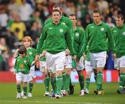 29 May 2008; Republic of Ireland captain Robbie Keane leads the team out before the start of the game. International Friendly, Republic of Ireland v Colombia, Craven Cottage, London, England. Picture credit: David Maher / SPORTSFILE *** Local Caption ***