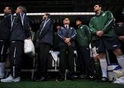 29 May 2008; Republic of Ireland manager Giovanni Trapattoni, centre, during the National Anthem. International Friendly, Republic of Ireland v Colombia, Craven Cottage, London, England. Picture credit: David Maher / SPORTSFILE *** Local Caption ***