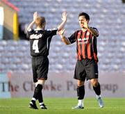 30 May 2008; Bohemians' Neale Fenn, right, celebrates after scoring his side's first goal with team-mate John Paul Kelly. Bohemians v Sligo Rovers - eircom League of Ireland Premier Division, Dalymount Park, Dublin. Picture credit: David Maher / SPORTSFILE