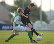 30 May 2008; Tadhg Purcell, Shamrock Rovers, in action against Derek Foran, Bray Wanderers. Bray Wanderers v Shamrock Rovers - eircom league Premier Division. Carlisle Grounds, Bray, Co. Wicklow. Picture credit: Matt Browne / SPORTSFILE
