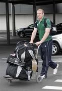1 June 2008; Ireland's Paul O'Connell makes his way to the team bus on the team's arrival at Wellington International Airport ahead of the start of Ireland's Summer Tour. 2008 Ireland Rugby Summer Tour, Wellington Airport, Wellington, New Zealand. Picture credit: Tim Hales / SPORTSFILE