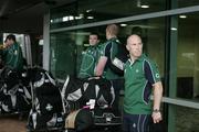 1 June 2008; Ireland's Peter Stringer waits for the team bus on the team's arrival at Wellington International Airport ahead of the start of Ireland's Summer Tour. 2008 Ireland Rugby Summer Tour, Wellington Airport, Wellington, New Zealand. Picture credit: Tim Hales / SPORTSFILE
