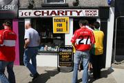1 June 2008; Donegal and Derry fans queue for tickets before the game. GAA Football Ulster Senior Championship Quarter-Final, Donegal v Derry, MacCumhaill Park, Ballybofey, Co. Donegal. Picture credit: Oliver McVeigh / SPORTSFILE