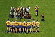 1 June 2008; Clare right-half-forward Diarmuid McMahon joins his colleagues for the traditional team photograph. GAA Hurling Munster Senior Championship Quarter-Final, Waterford v Clare, Gaelic Grounds, Limerick. Picture credit: Ray McManus / SPORTSFILE