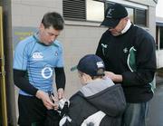 2 June 2008; Ireland's Ronan O'Gara signs an autograph after squad training. 2008 Ireland Rugby Summer Tour, squad training, Porirua Park, Wellington, New Zealand. Picture credit: Tim Hales / SPORTSFILE