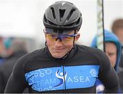 2 May 2015; Race leader Damien Shaw, Team Asea, at the start of the second stage. 150 elite cyclists from Australia, Holland, Belgium, France, England, Scotland, Northern Ireland and the Republic of Ireland compete in Stage 2 of the AmberGreen Energy Tour of Ulster in partnership with the SDS Group and Saltmarine Cars. Stage 2 takes the teams from Belfast (Malone Playing Fields, House of Sport - Carryduff - Saintfield - Crossgar  - Downpatrick - Clough - Newcastle (Bryansford Road, Spelga Dam) - Kilkeel - Rostrevor - Hilltown - Rathfriland - Mayobridge - Warrenpoint - Newry. Picture credit: Stephen McMahon / SPORTSFILE