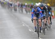 2 May 2015; Cathal Moynihan, Team Aqua Blue, leads the peloton during the second stage. 150 elite cyclists from Australia, Holland, Belgium, France, England, Scotland, Northern Ireland and the Republic of Ireland compete in Stage 2 of the AmberGreen Energy Tour of Ulster in partnership with the SDS Group and Saltmarine Cars. Stage 2 takes the teams from Belfast (Malone Playing Fields, House of Sport) - Carryduff - Saintfield - Crossgar - Downpatrick - Clough - Newcastle (Bryansford Road, Spelga Dam) - Kilkeel - Rostrevor - Hilltown - Rathfriland - Mayobridge - Warrenpoint - Newry. Picture credit: Stephen McMahon / SPORTSFILE