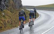 2 May 2015; Bryan McCrystal, Team Asea, leads breakaway companion Mark Dowling, DID Dunboyne, on the category one climb of Spelga Dam during the second stage. 150 elite cyclists from Australia, Holland, Belgium, France, England, Scotland, Northern Ireland and the Republic of Ireland compete in Stage 2 of the AmberGreen Energy Tour of Ulster in partnership with the SDS Group and Saltmarine Cars. Stage 2 takes the teams from Belfast (Malone Playing Fields, House of Sport) - Carryduff - Saintfield - Crossgar - Downpatrick - Clough - Newcastle (Bryansford Road, Spelga Dam) - Kilkeel - Rostrevor - Hilltown - Rathfriland - Mayobridge - Warrenpoint - Newry. Picture credit: Stephen McMahon / SPORTSFILE
