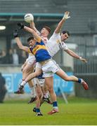 2 May 2015; Stephen O'Brien, Tipperary, in action against Cathal McShane and Daniel McNulty, Tyrone. EirGrid GAA All-Ireland U21 Football Championship Final, Tipperary v Tyrone. Parnell Park, Dublin. Picture credit: Oliver McVeigh / SPORTSFILE