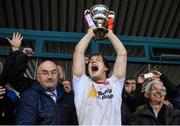 2 May 2015; Tyrone captain Kieran McGeary lifts the cup following his side's victory. EirGrid GAA All-Ireland U21 Football Championship Final, Tipperary v Tyrone. Parnell Park, Dublin. Picture credit: Ramsey Cardy / SPORTSFILE