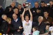 2 May 2015; Tyrone captain Kieran McGeary holds aloft the cup. EirGrid GAA All-Ireland U21 Football Championship Final, Tipperary v Tyrone. Parnell Park, Dublin. Picture credit: Oliver McVeigh / SPORTSFILE