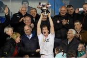 2 May 2015; Tyrone captain Kieran McGeary holds aloft the cup. EirGrid GAA All-Ireland U21 Football Championship Final, Tipperary v Tyrone. Parnell Park, Dublin. Picture credit: Oliver McVeigh / SPORTSFILE