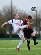 3 May 2015; Cian Fogarty, Bohemians, in action against Cian Hawkins, Kilreen Celtic. FAI Umbro Youth Cup Final, Bohemians v Kilreen Celtic. Pearse Park, Dublin. Picture credit: Ramsey Cardy / SPORTSFILE