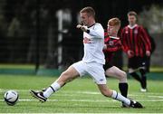 3 May 2015; Killian Fitzgerald, Kilreen Celtic, is tackled by Aaron Molloy, Bohemians. FAI Umbro Youth Cup Final, Bohemians v Kilreen Celtic. Pearse Park, Dublin. Picture credit: Ramsey Cardy / SPORTSFILE