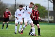 3 May 2015; Cian Hawkins, Kilreen Celtic, in action against Cian Fogarty, Bohemians. FAI Umbro Youth Cup Final, Bohemians v Kilreen Celtic. Pearse Park, Dublin. Picture credit: Ramsey Cardy / SPORTSFILE
