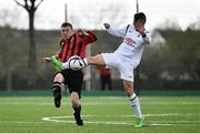 3 May 2015; Neil Donnelly, Bohemians, in action against Barry O'Callaghan, Kilreen Celtic. FAI Umbro Youth Cup Final, Bohemians v Kilreen Celtic. Pearse Park, Dublin. Picture credit: Ramsey Cardy / SPORTSFILE
