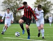 3 May 2015; Shane Carter, Bohemians, in action against Cian McCarthy, Kilreen Celtic. FAI Umbro Youth Cup Final, Bohemians v Kilreen Celtic. Pearse Park, Dublin. Picture credit: Ramsey Cardy / SPORTSFILE