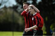 3 May 2015; Bohemians' Neil Donnelly, left, and Robert O'Leary celebrate following their side's victory. FAI Umbro Youth Cup Final, Bohemians v Kilreen Celtic. Pearse Park, Dublin. Picture credit: Ramsey Cardy / SPORTSFILE