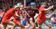 3 May 2015; Niamh Kennedy, Galway, in action against Rena Buckley, Gemma O'Connor and Pamela mackey, Cork. National Camogie League, Division 1 Final, Cork v Galway. Semple Stadium, Thurles, Co. Tipperary. Picture credit: Ray McManus / SPORTSFILE