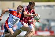 3 May 2015; Paul Conroy, Galway, in action against Brian Connor, New York. Connacht GAA Football Senior Championship, Preliminary Round, New York v Galway. Gaelic Park, New York, USA. Picture credit: Ray Ryan / SPORTSFILE