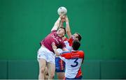 3 May 2015; Damien Comer, Galway, in action against  Gerard McCartan and Darren Freeman, New York. Connacht GAA Football Senior Championship, Preliminary Round, New York v Galway. Gaelic Park, New York, USA. Picture credit: Ray Ryan / SPORTSFILE