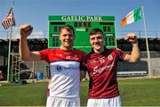 3 May 2015; Eddie Hoare and Damien Comer, Galway, celebrate after the game. Connacht GAA Football Senior Championship, Preliminary Round, New York v Galway. Gaelic Park, New York, USA. Picture credit: Ray Ryan / SPORTSFILE