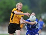 31 May 2008; Michaela Downey, Ulster, in action against Michelle McGrath, Munster. Ladies Football Interprovincial Football tournament final, Munster v Ulster, Pairc Chiarain, Athlone, Co. Westmeath. Picture credit: Stephen McCarthy / SPORTSFILE  *** Local Caption *** 10    5