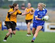 31 May 2008; Elaine Power, Munster, in action against Kathy Conway, Ulster. Ladies Football Interprovincial Football tournament final, Munster v Ulster, Pairc Chiarain, Athlone, Co. Westmeath. Picture credit: Stephen McCarthy / SPORTSFILE