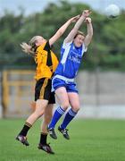 31 May 2008; Patrice Dennehy, Munster, in action against Neamh Woods, Ulster. Ladies Football Interprovincial Football tournament final, Munster v Ulster, Pairc Chiarain, Athlone, Co. Westmeath. Picture credit: Stephen McCarthy / SPORTSFILE