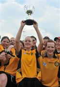 31 May 2008; Ulster captain Neamh Woods lifts the Mick Talbot cup after her side's victory. Ladies Football Interprovincial Football tournament final, Munster v Ulster, Pairc Chiarain, Athlone, Co. Westmeath. Picture credit: Stephen McCarthy / SPORTSFILE