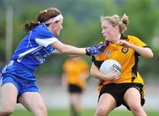31 May 2008; Ciara McAnespie, Ulster, in action against Rebecca Hallahan, Munster. Ladies Football Interprovincial Football tournament final, Munster v Ulster, Pairc Chiarain, Athlone, Co. Westmeath. Picture credit: Stephen McCarthy / SPORTSFILE