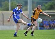 31 May 2008; Margaret O'Donoghue, Munster, in action against Niamh Kindlon, Ulster. Ladies Football Interprovincial Football tournament, Munster v Ulster, Pairc Chiarain, Athlone, Co. Westmeath. Picture credit: Stephen McCarthy / SPORTSFILE