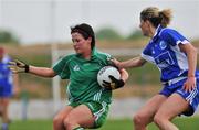 31 May 2008; Leona Tector, Leinster, in action against Juliette Murphy, Munster. Ladies Football Interprovincial Football tournament, Leinster v Munster, Pairc Chiarain, Athlone, Co. Westmeath. Picture credit: Stephen McCarthy / SPORTSFILE