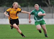 31 May 2008; Donna Berry, Leinster, in action against Neamh Woods, Ulster. Ladies Football Interprovincial Football tournament, Leinster v Ulster, Pairc Chiarain, Athlone, Co. Westmeath. Picture credit: Stephen McCarthy / SPORTSFILE