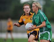 31 May 2008; Tracey Lawlor, Leinster, in action against Grainne McNally, Ulster. Ladies Football Interprovincial Football tournament, Leinster v Ulster, Pairc Chiarain, Athlone, Co. Westmeath. Picture credit: Stephen McCarthy / SPORTSFILE