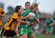 31 May 2008; Tracey Lawlor, Leinster, in action against Grainne McNally, Ulster. Ladies Football Interprovincial Football tournament, Leinster v Ulster, Pairc Chiarain, Athlone, Co. Westmeath. Picture credit: Stephen McCarthy / SPORTSFILE