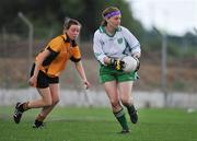 31 May 2008; Mary Rose Kelly, Leinster, in action against Mags McAlinden, Ulster. Ladies Football Interprovincial Football tournament, Leinster v Ulster, Pairc Chiarain, Athlone, Co. Westmeath. Picture credit: Stephen McCarthy / SPORTSFILE