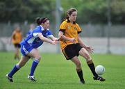 31 May 2008; Caroline O'Hanlon, Ulster, in action against Linda Wall, Munster. Ladies Football Interprovincial Football tournament, Munster v Ulster, Pairc Chiarain, Athlone, Co. Westmeath. Picture credit: Stephen McCarthy / SPORTSFILE