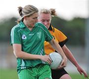 31 May 2008; Alison Smith, Leinster, in action against Michaela Downey, Ulster. Ladies Football Interprovincial Football tournament, Leinster v Ulster, Pairc Chiarain, Athlone, Co. Westmeath. Picture credit: Stephen McCarthy / SPORTSFILE