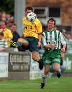 9 July 2000; Jackie McNamara of Celtic in action against Maurice Farrell of Bray Wanderers during the Pre-Season Friendly between Bray Wanderers and Celtic at the Carlisle Grounds in Bray, Wicklow. Photo by Ray Lohan/Sportsfile