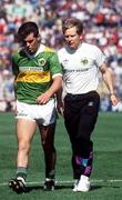 11 August 1991; Kerry manager Micky Ned O'Sullivan pictured with John Cronin after the All-Ireland Senior Football Championship Semi-Final match between Down and Kerry at Croke Park in Dublin. Photo by Ray McManus/Sportsfile