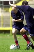 10 July 2000; Paul Doolin, left, in action against new sigining Robert Raeside during Shelbourne Squad training at  air Stadium in Skopje, Macedonia. Photo by David Maher/Sportsfile