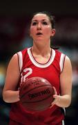 28 January 2000; Nikkie O'Brien of Tolka Rovers during the Senior Women's Sprite Cup Semi-Final between Tolka Rovers and Meteors at the National Basketball Arena in Tallaght, Dublin. Photo By Brendan Moran/Sportsfile