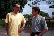 16 July 2000; Jamie Lewis of Finn Valley, left, in conversation with Gerry Healy, Civil Service, during a training session in Dunshaughlin, Meath. Both Athletes have the Olympic B standard for the marathon. Photo by Sportsfile