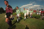 15 September 1996; St. Francis players come out onto the pitch ahead of the FAI Shield match  between St Francis and Longford Town at John Hyland Park in Baldonnell, Dublin. It was their first game after being promoted to the National League First Division. Photo by David Maher/Sportsfile