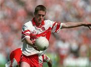 16 July 2000; Joseph Cassidy of Derry during the Bank of Ireland Ulster Senior Football Championship Final match between Armagh and Derry at St Tiernach's Park in Clones, Monaghan. Photo by Damien Eagers/Sportsfile