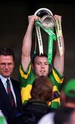 16 July 2000; Kerry Captain Seamus Moynihan lifts the cup following the Bank of Ireland Munster Senior Football Championship Final between Kerry and Clare at the Gaelic Grounds in Limerick. Photo By Brendan Moran/Sportsfile