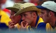 16 July 2000; Nervouse Clare supporters watch on during the Bank of Ireland Munster Senior Football Championship Final between Kerry and Clare at the Gaelic Grounds in Limerick. Photo By Brendan Moran/Sportsfile